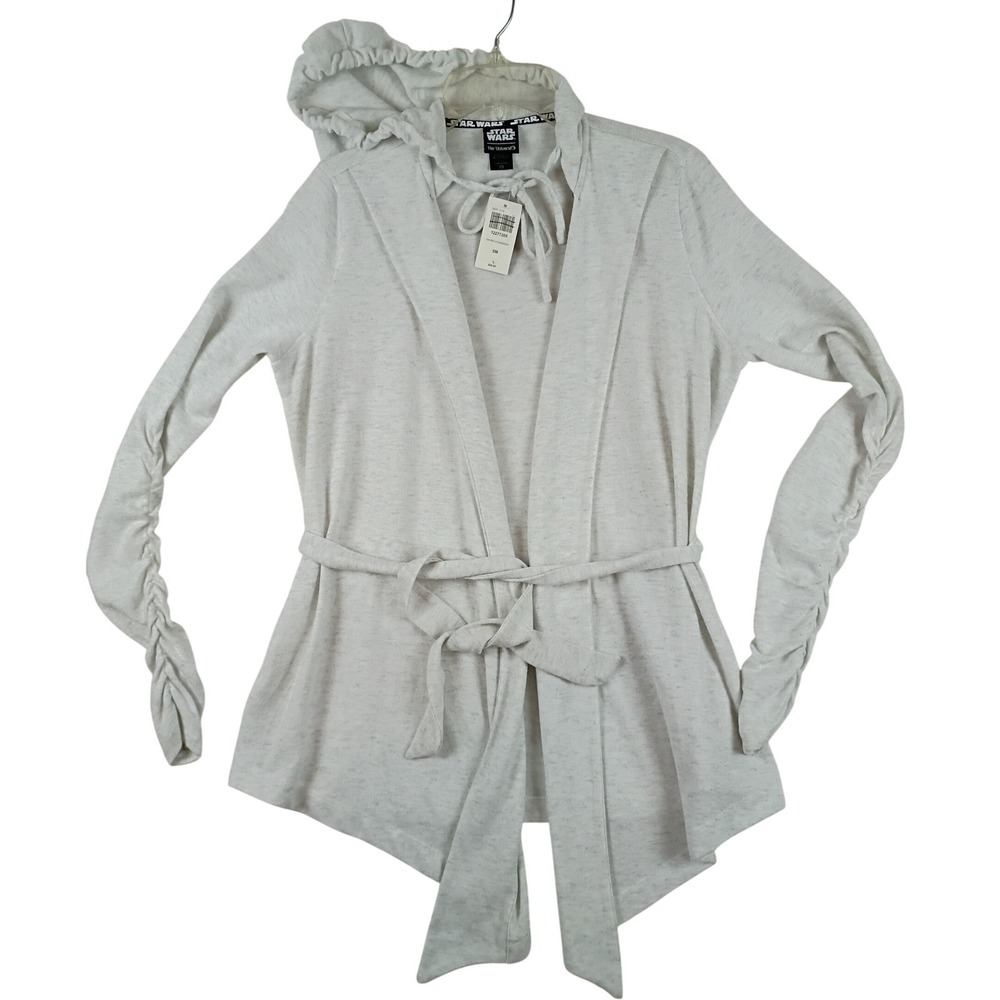 Her Universe Star Wars Rey Cardigan Women SM Gray Hooded Ruched Wrap Sweater NWT